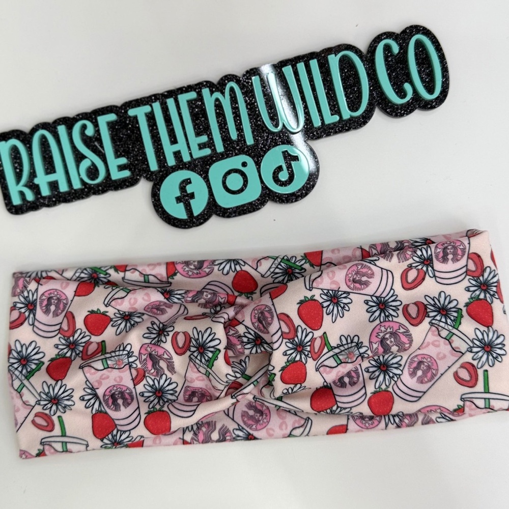 Pink drink handmade os  Headband